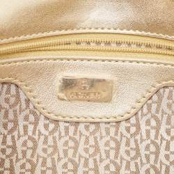 Aigner Gold Embossed Leather Cavallina Flap Clutch 