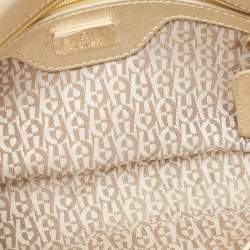 Aigner Gold Embossed Leather Cavallina Flap Clutch 
