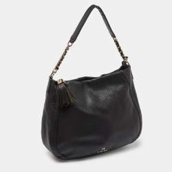 Aigner Black Leather Zip Hobo