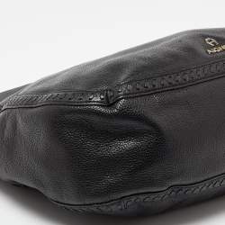 Aigner Black Leather Zip Hobo