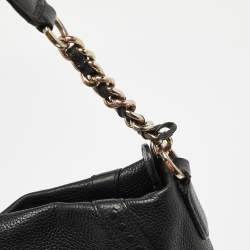 Aigner Black Leather Zip Hobo