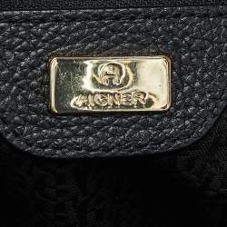 Aigner Black Leather Zip Hobo