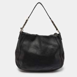 Aigner Black Leather Zip Hobo