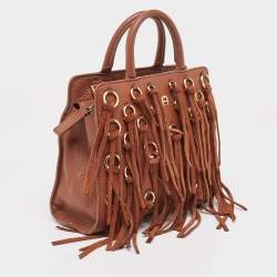 Aigner Brown Leather Cybill Fringe Tote