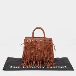 Aigner Brown Leather Cybill Fringe Tote