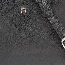 Pre Owned Aigner Black Leather Small Cybill Tote