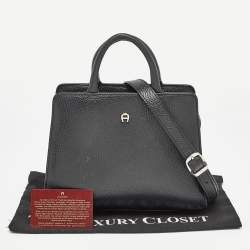 Pre Owned Aigner Black Leather Small Cybill Tote