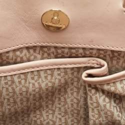 Aigner Two Tone Pink Croc Embossed Leather Cavallina Tote