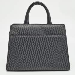 Aigner Black/Dark Grey Signature Coated Canvas Cybill Tote