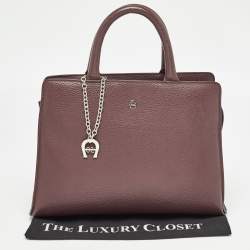 Aigner Burgundy Leather Cybill Tote