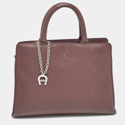 Aigner Burgundy Leather Cybill Tote