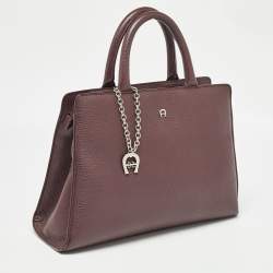 Aigner Burgundy Leather Cybill Tote