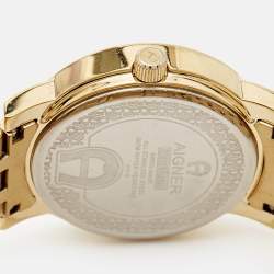 Pre Owned Aigner Champagne Gold Plated Stainless Steel Cortina A26337 Women's Wristwatch 36 mm