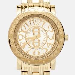 Pre Owned Aigner Champagne Gold Plated Stainless Steel Cortina A26337 Women's Wristwatch 36 mm