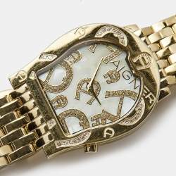 Aigner Yellow Mother of Pearl Gold Plated Steel Diamond Ravenna Nuovo A25100 Women's Wristwatch 33 mm