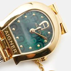 Aigner Green Mother Of Pearl Two-Tone Stainless Steel Cremona A115200 Women's Wristwatch 28 mm
