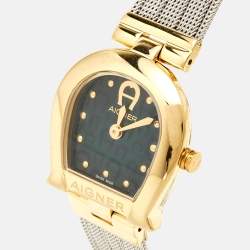 Aigner Green Mother Of Pearl Two-Tone Stainless Steel Cremona A115200 Women's Wristwatch 28 mm