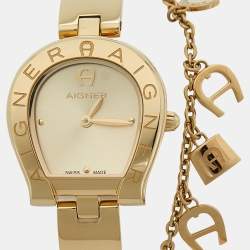 Pre Owned Aigner Champagne Gold Plated Stainless Steel Enna AGW264003 Women's Wristwatch 25.60 mm