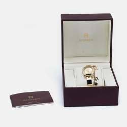 Pre Owned Aigner Champagne Gold Plated Stainless Steel Enna AGW264003 Women's Wristwatch 25.60 mm