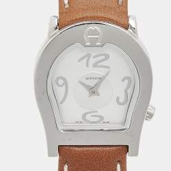 Aigner Silver Stainless Steel Leather Verona A01200 Women's Wristwatch 24 mm