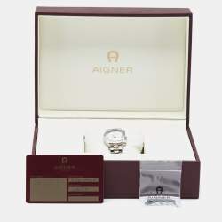 Pre Owned Aigner Mother of Pearl Two Tone Stainless Steel Arco A34200 Women's Wristwatch 25 mm