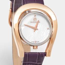 Aigner Mother Of Pearl Two-Tone Stainless Steel Leather Capri A146203 Women's Wristwatch 33 mm