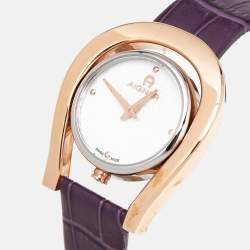 Aigner Mother Of Pearl Two-Tone Stainless Steel Leather Capri A146203 Women's Wristwatch 33 mm