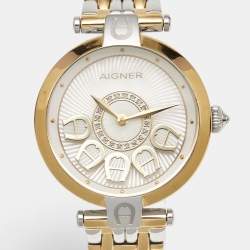 مملوكة مسبقًا Aigner Mother Of Pearl Two-Tone Stainless Steel Florence A129200 Women's Wristwatch 34 mm