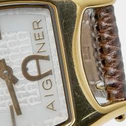 Aigner Mother of Pearl Yellow Gold Plated Stainless Steel Arte A32200 Women's Wristwatch 26 mm