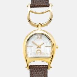 Aigner Mother of Pearl Yellow Gold Plated Stainless Steel Arte A32200 Women's Wristwatch 26 mm