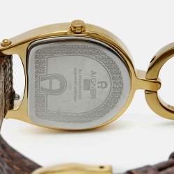 Aigner Mother of Pearl Yellow Gold Plated Stainless Steel Arte A32200 Women's Wristwatch 26 mm