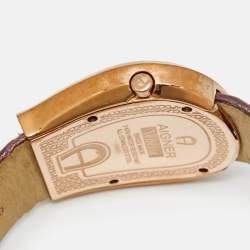 Pre Owned Aigner Mother of Pearl Rose Gold Plated Stainless Steel Leather Venezia A39200 Women's Wristwatch 36 mm