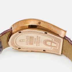 Pre Owned Aigner Mother of Pearl Rose Gold Plated Stainless Steel Leather Venezia A39200 Women's Wristwatch 36 mm