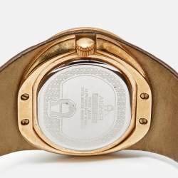 Pre Owned Aigner Brown Rose Gold Plated Stainless Steel Leather Rabello Due A39200 Women's Wristwatch 43 mm