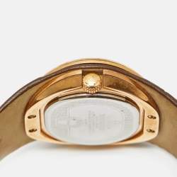 Pre Owned Aigner Brown Rose Gold Plated Stainless Steel Leather Rabello Due A39200 Women's Wristwatch 43 mm