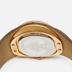 Pre Owned Aigner Brown Rose Gold Plated Stainless Steel Leather Rabello Due A39200 Women's Wristwatch 43 mm