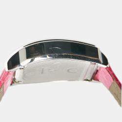 Pre Owned Aigner Pink Stainless Steel Leather Verona A48300 Women's Wristwatch 36 mm 