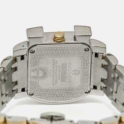 Pre Owned Aigner Genua Due A31600 Cream Leaves Two-Tone Stainless Steel Women's Wristwatch 31 mm