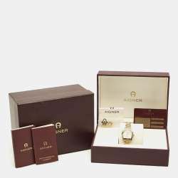 مملوكة مسبقًا ساعة يد نسائية أيغنر رافينا أي122216 ستانلس ستيل ذهبية لون اللؤلؤ 30 مم