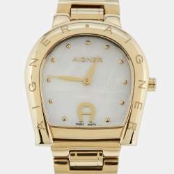 مملوكة مسبقًا ساعة يد نسائية أيغنر رافينا أي122216 ستانلس ستيل ذهبية لون اللؤلؤ 30 مم