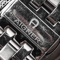 Pre Owned Aigner Lazio A42200 Silver White Dial Stainless Steel Women's Wristwatch 36 mm