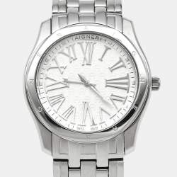 Pre Owned Aigner Lazio A42200 Silver White Dial Stainless Steel Women's Wristwatch 36 mm