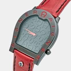 مملوكة مسبقًا Aigner Verona Nuovo A22100 Black Dial PVD Coated Stainless Steel Patent Leather Women's Wristwatch 33 mm