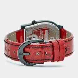 مملوكة مسبقًا Aigner Verona Nuovo A22100 Black Dial PVD Coated Stainless Steel Patent Leather Women's Wristwatch 33 mm