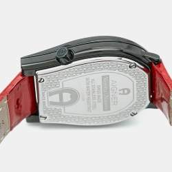 مملوكة مسبقًا Aigner Verona Nuovo A22100 Black Dial PVD Coated Stainless Steel Patent Leather Women's Wristwatch 33 mm