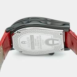 مملوكة مسبقًا Aigner Verona Nuovo A22100 Black Dial PVD Coated Stainless Steel Patent Leather Women's Wristwatch 33 mm