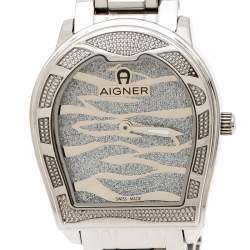 Pre Owned Aigner Silver Stainless Steel Verona A48100 Women's Wristwatch 33 mm