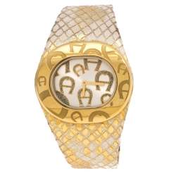 Aigner Silver Gold Plated Stainless Steel Ravello Due A21000 Women's Wristwatch 43MM