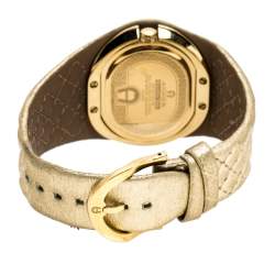 Pre Owned Aigner Cream Gold Plated Stainless Steel DIamond Ravello Due A21000 Women's Wristwatch 43 mm
