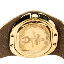 Pre Owned Aigner Cream Gold Plated Stainless Steel DIamond Ravello Due A21000 Women's Wristwatch 43 mm